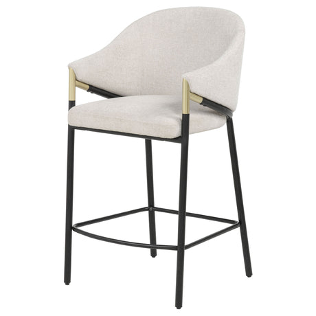 Chadwick Counter Height Chairs, Set of 2 - Beige Linen High Back with Black Metal Legs & Gold Accents – view 4