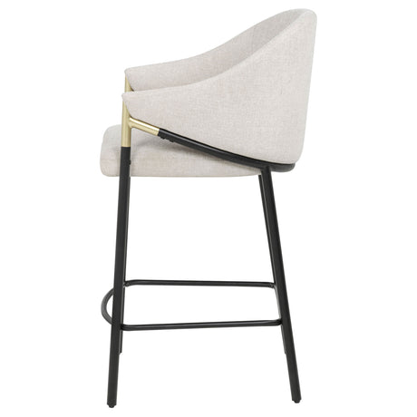 Chadwick Counter Height Chairs, Set of 2 - Beige Linen High Back with Black Metal Legs & Gold Accents – view 5