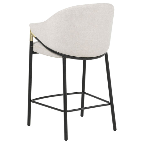 Chadwick Counter Height Chairs, Set of 2 - Beige Linen High Back with Black Metal Legs & Gold Accents – view 6
