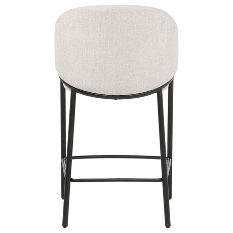 Chadwick Counter Height Chairs, Set of 2 - Beige Linen High Back with Black Metal Legs & Gold Accents – view 7