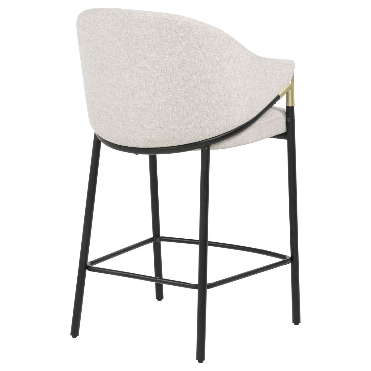 Chadwick Counter Height Chairs, Set of 2 - Beige Linen High Back with Black Metal Legs & Gold Accents – view 8