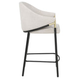 Chadwick Counter Height Chairs, Set of 2 - Beige Linen High Back with Black Metal Legs & Gold Accents – view 9