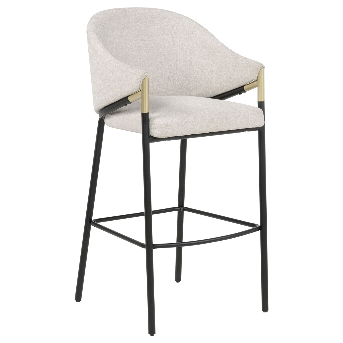 Chadwick High-Back Bar Chairs, Set of 2 - Beige Linen with Black Metal Legs & Gold Accents – view 2