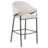 Chadwick High-Back Bar Chairs, Set of 2 - Beige Linen with Black Metal Legs & Gold Accents – view 2