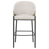 Chadwick High-Back Bar Chairs, Set of 2 - Beige Linen with Black Metal Legs & Gold Accents – view 3