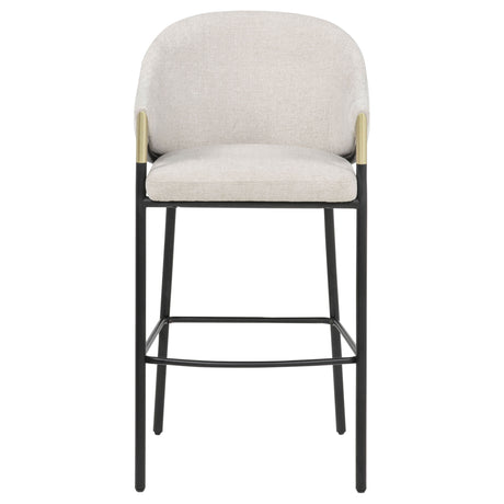 Chadwick High-Back Bar Chairs, Set of 2 - Beige Linen with Black Metal Legs & Gold Accents – view 3
