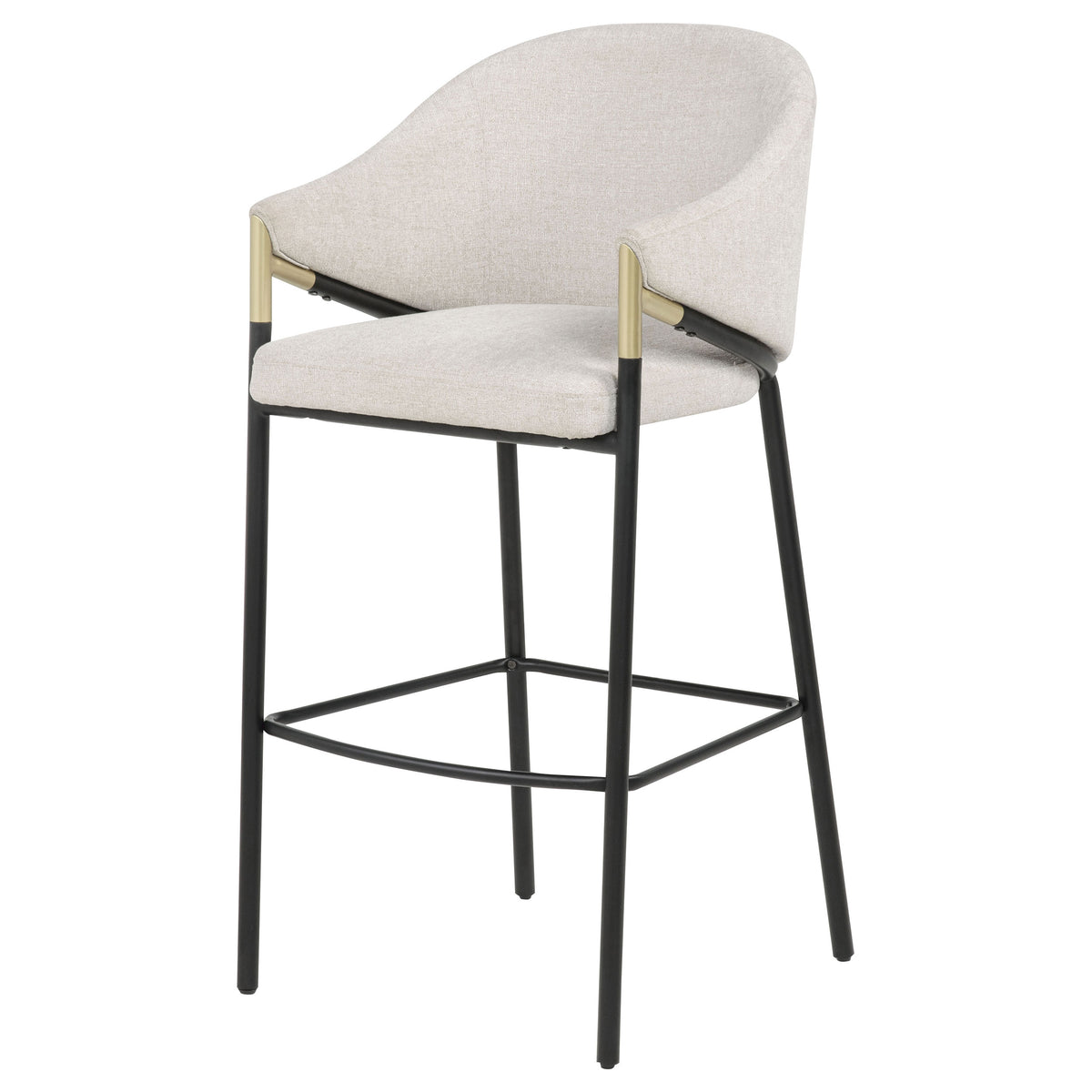 Chadwick High-Back Bar Chairs, Set of 2 - Beige Linen with Black Metal Legs & Gold Accents – view 4