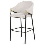 Chadwick High-Back Bar Chairs, Set of 2 - Beige Linen with Black Metal Legs & Gold Accents – view 4