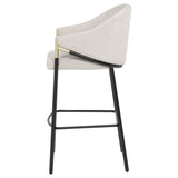 Chadwick High-Back Bar Chairs, Set of 2 - Beige Linen with Black Metal Legs & Gold Accents – view 5