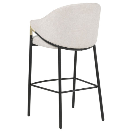 Chadwick High-Back Bar Chairs, Set of 2 - Beige Linen with Black Metal Legs & Gold Accents – view 6