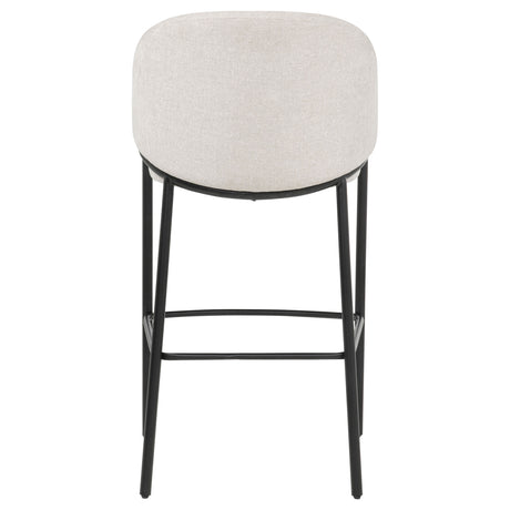 Chadwick High-Back Bar Chairs, Set of 2 - Beige Linen with Black Metal Legs & Gold Accents – view 7