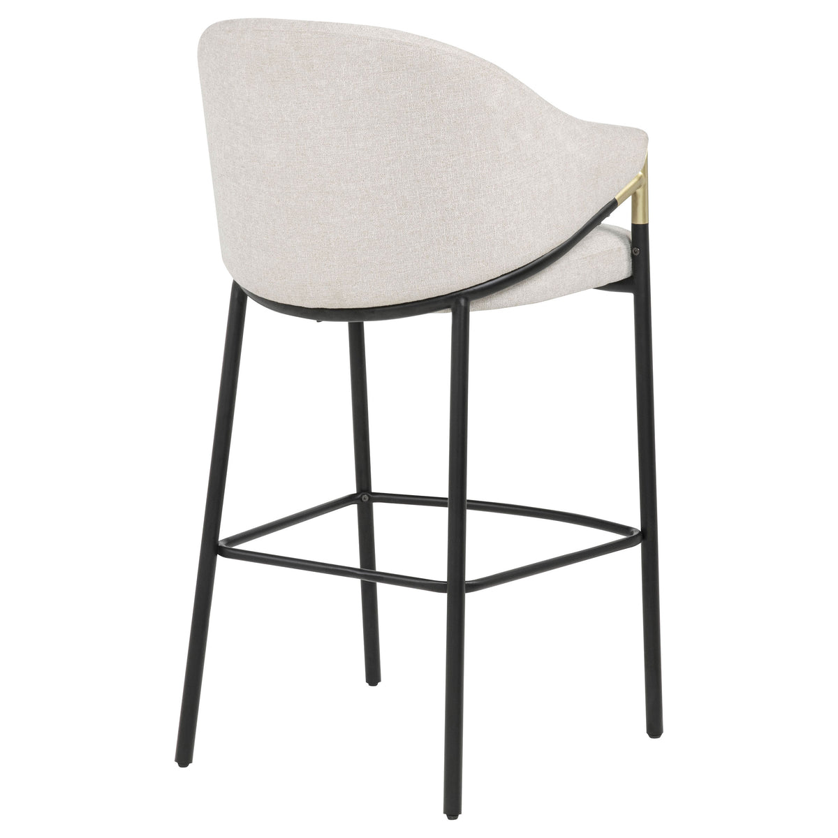 Chadwick High-Back Bar Chairs, Set of 2 - Beige Linen with Black Metal Legs & Gold Accents – view 8