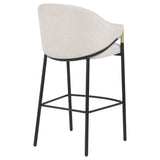 Chadwick High-Back Bar Chairs, Set of 2 - Beige Linen with Black Metal Legs & Gold Accents – view 8