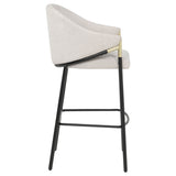 Chadwick High-Back Bar Chairs, Set of 2 - Beige Linen with Black Metal Legs & Gold Accents – view 9