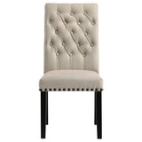 Alana Button-Tufted Dining Side Chairs, Set of 2 - Beige Linen-Like Fabric with Copper Nailhead Trim – view 4