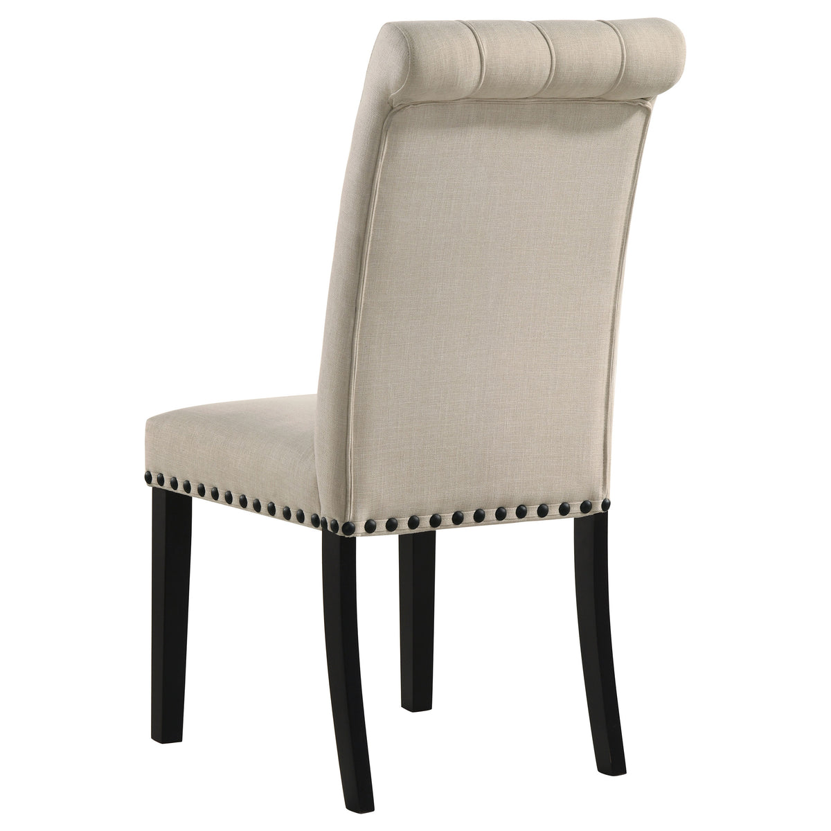 Alana Button-Tufted Dining Side Chairs, Set of 2 - Beige Linen-Like Fabric with Copper Nailhead Trim – view 7