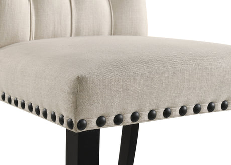 Alana Button-Tufted Dining Side Chairs, Set of 2 - Beige Linen-Like Fabric with Copper Nailhead Trim – view 11