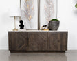 Dennis 72" Marble Top Sideboard - Checkerboard Mango Wood Doors in Tobacco Grey with Brass Pulls – view 1