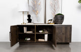 Dennis 72" Marble Top Sideboard - Checkerboard Mango Wood Doors in Tobacco Grey with Brass Pulls – view 3
