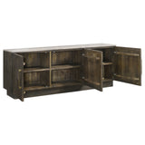 Dennis 72" Marble Top Sideboard - Checkerboard Mango Wood Doors in Tobacco Grey with Brass Pulls – view 4