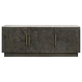 Dennis 72" Marble Top Sideboard - Checkerboard Mango Wood Doors in Tobacco Grey with Brass Pulls – view 5
