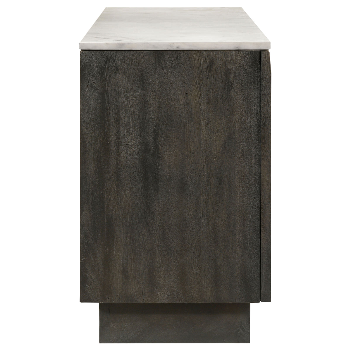 Dennis 72" Marble Top Sideboard - Checkerboard Mango Wood Doors in Tobacco Grey with Brass Pulls – view 7