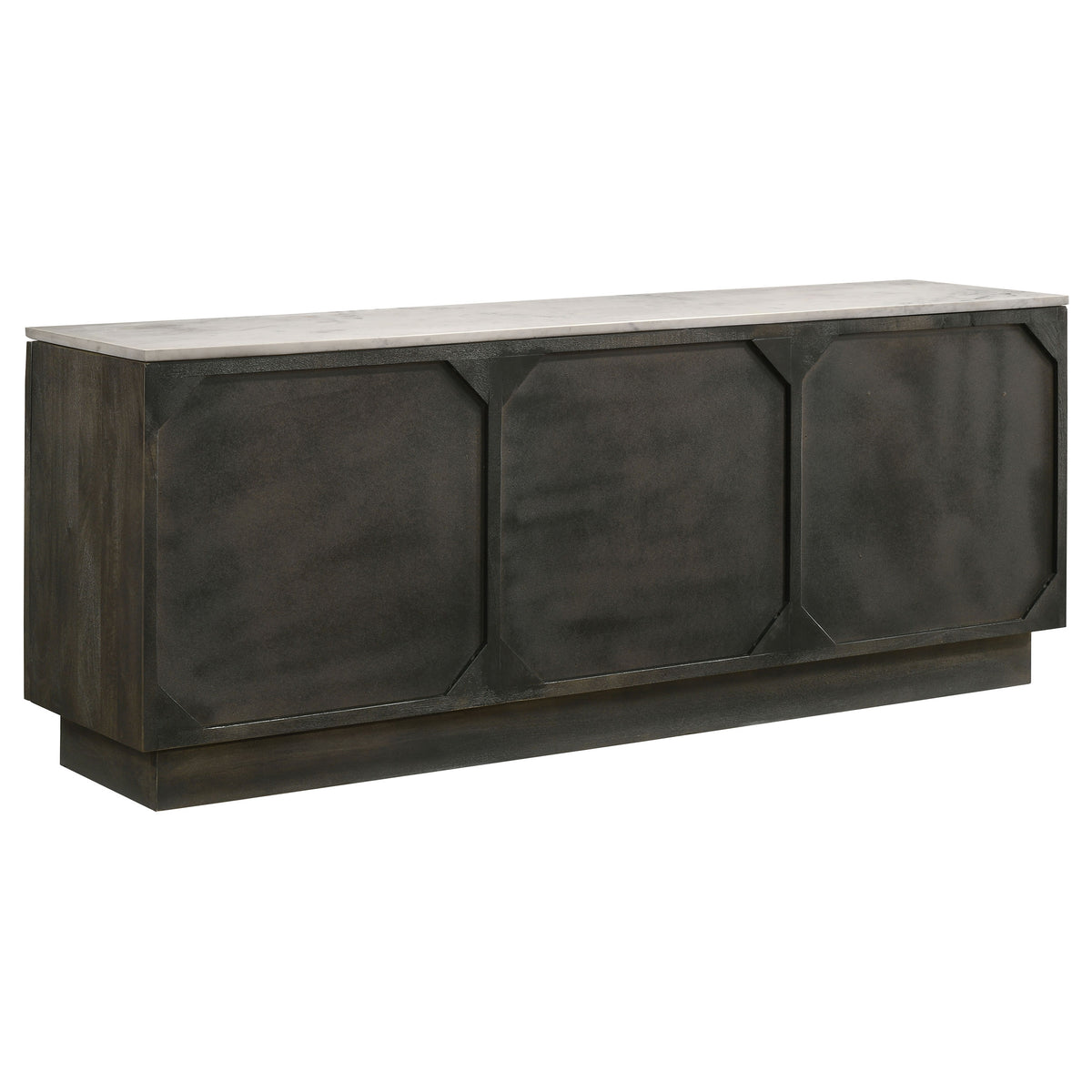 Dennis 72" Marble Top Sideboard - Checkerboard Mango Wood Doors in Tobacco Grey with Brass Pulls – view 8