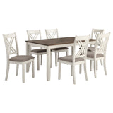 Fortress 7-Piece Farmhouse Dining Set - Chestnut Table Top on Vintage Vanilla with Double-Cross Back Chairs – view 2