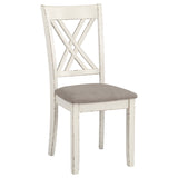 Fortress 7-Piece Farmhouse Dining Set - Chestnut Table Top on Vintage Vanilla with Double-Cross Back Chairs – view 7