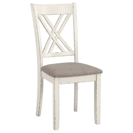 Fortress 7-Piece Farmhouse Dining Set - Chestnut Table Top on Vintage Vanilla with Double-Cross Back Chairs – view 7