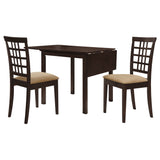 Kelso Drop-Leaf Dining Table & 3-Piece Set - Lattice-Back Chairs, Cappuccino Finish with Beige Seats – view 15