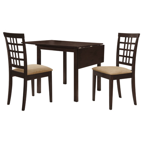 Kelso Drop-Leaf Dining Table & 3-Piece Set - Lattice-Back Chairs, Cappuccino Finish with Beige Seats – view 15