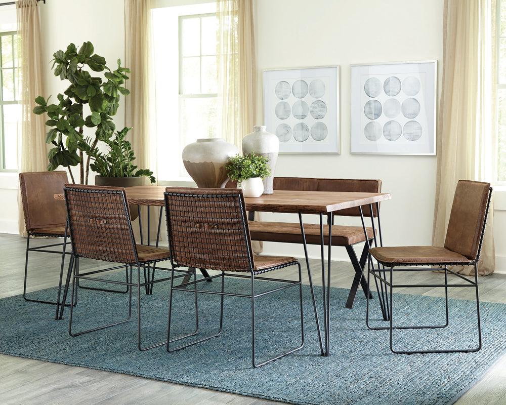 Sherman 71" Live Edge Acacia Dining Table & 60" Bench - Industrial Gunmetal Hairpin Legs – view 10