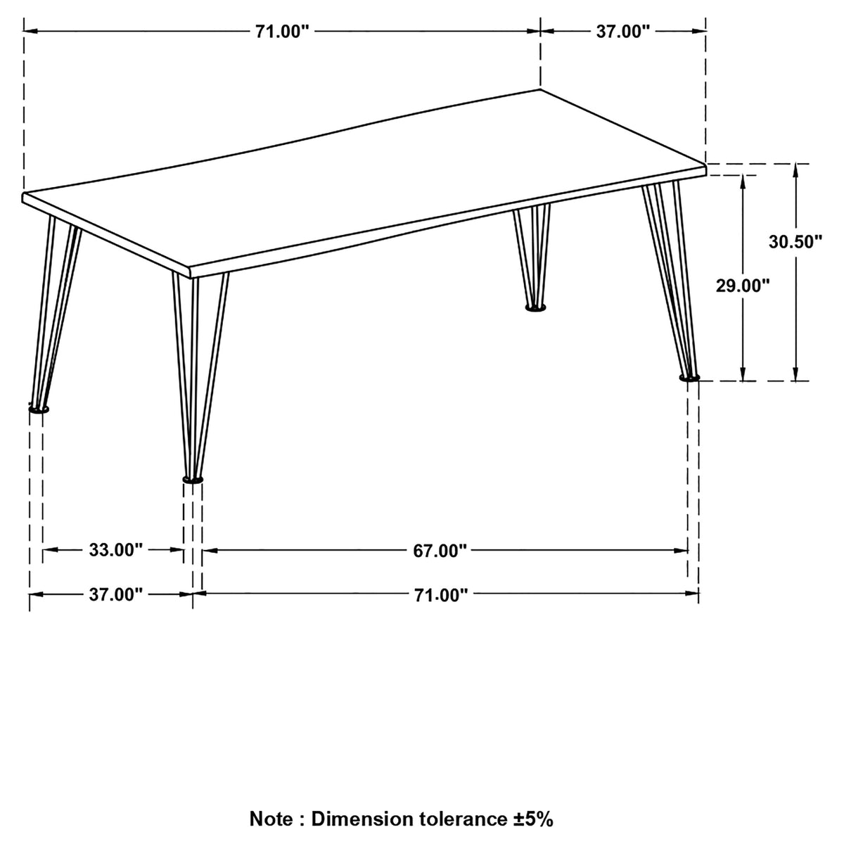 Sherman 71" Live Edge Acacia Dining Table & 60" Bench - Industrial Gunmetal Hairpin Legs – view 11