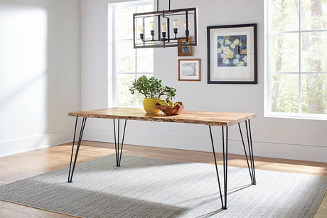 Sherman 71" Live Edge Acacia Dining Table & 60" Bench - Industrial Gunmetal Hairpin Legs – view 4