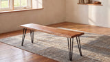 Sherman 71" Live Edge Acacia Dining Table & 60" Bench - Industrial Gunmetal Hairpin Legs – view 1