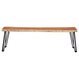 Sherman 71" Live Edge Acacia Dining Table & 60" Bench - Industrial Gunmetal Hairpin Legs – view 12