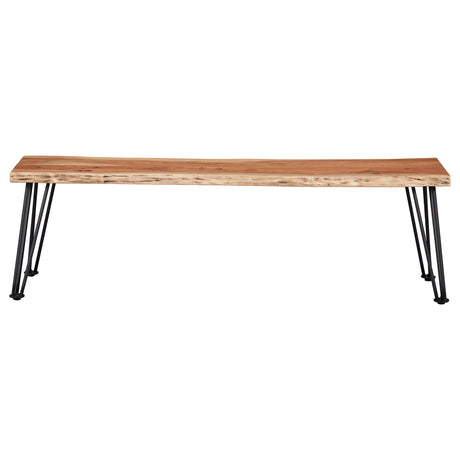 Sherman 71" Live Edge Acacia Dining Table & 60" Bench - Industrial Gunmetal Hairpin Legs – view 12
