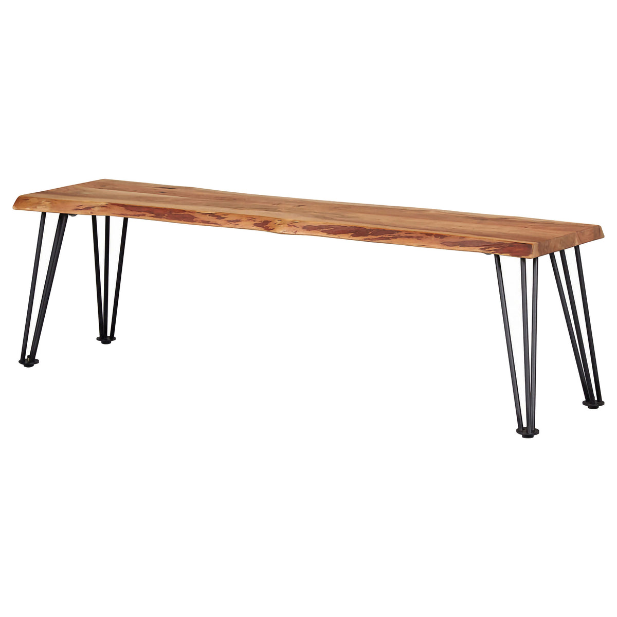 Sherman 71" Live Edge Acacia Dining Table & 60" Bench - Industrial Gunmetal Hairpin Legs – view 13