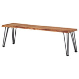 Sherman 71" Live Edge Acacia Dining Table & 60" Bench - Industrial Gunmetal Hairpin Legs – view 13