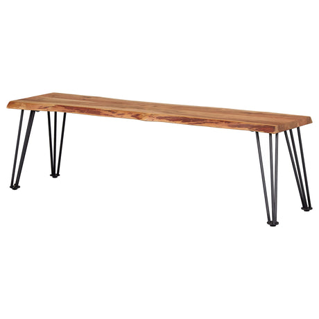 Sherman 71" Live Edge Acacia Dining Table & 60" Bench - Industrial Gunmetal Hairpin Legs – view 13