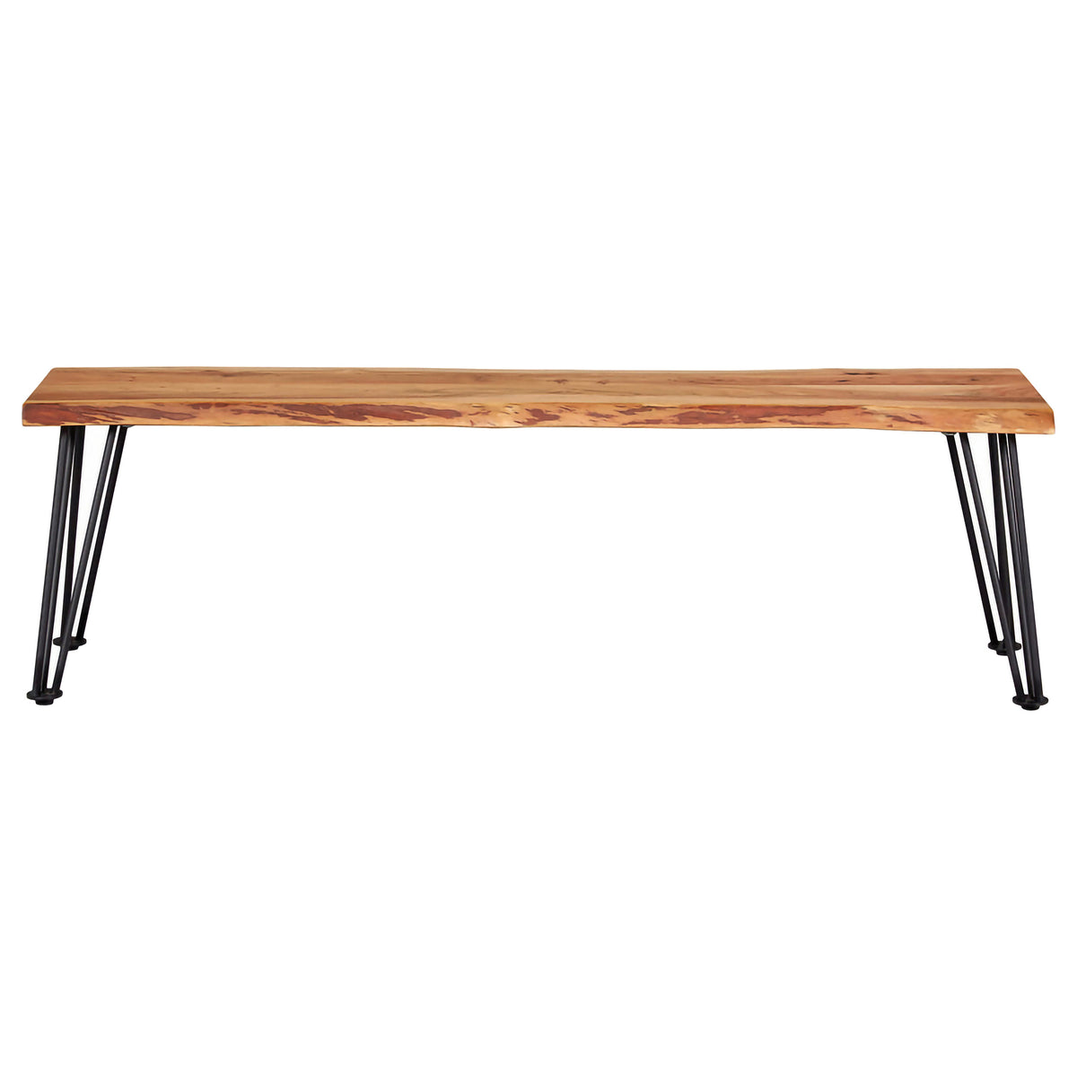 Sherman 71" Live Edge Acacia Dining Table & 60" Bench - Industrial Gunmetal Hairpin Legs – view 15