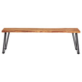 Sherman 71" Live Edge Acacia Dining Table & 60" Bench - Industrial Gunmetal Hairpin Legs – view 15