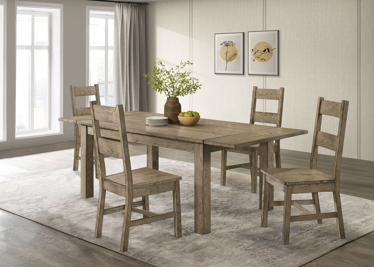 Cardova 87" Solid Wood Extension Dining Table & Sets - 5pcs- Table + 4 Side Chairs
