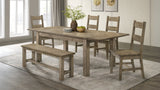 Cardova 87" Solid Wood Extension Dining Table & Sets - 6pcs- Table + 4 Side Chairs + Bench