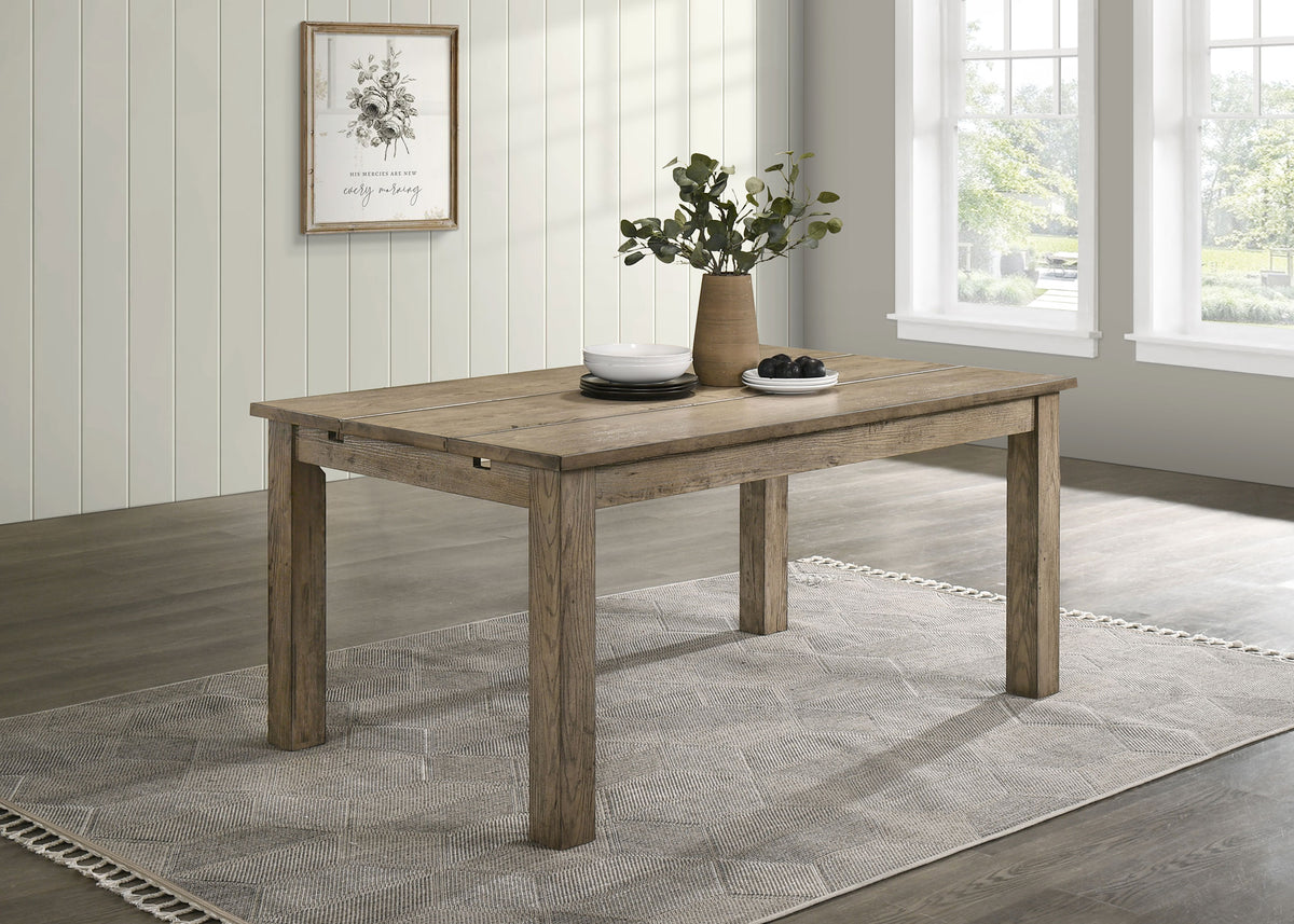 Cardova 87" Solid Wood Extension Dining Table & Sets - Rustic Vineyard Oak with Ladder-Back Chairs & Bench – view 7