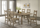 Cardova 87" Solid Wood Extension Dining Table & Sets - Rustic Vineyard Oak with Ladder-Back Chairs & Bench – view 19