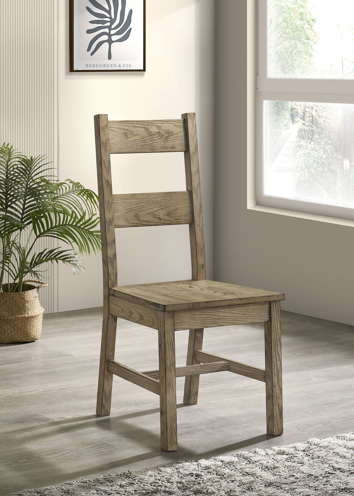 Cardova 87" Solid Wood Extension Dining Table & Sets - Rustic Vineyard Oak with Ladder-Back Chairs & Bench - lifestyle