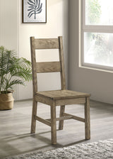 Cardova 87" Solid Wood Extension Dining Table & Sets - Rustic Vineyard Oak with Ladder-Back Chairs & Bench - lifestyle
