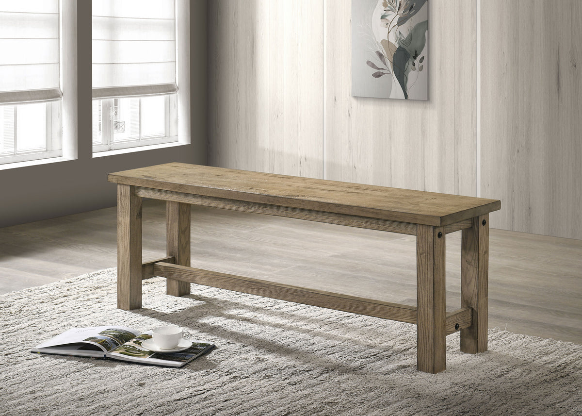 Cardova 87" Solid Wood Extension Dining Table & Sets - Rustic Vineyard Oak with Ladder-Back Chairs & Bench - lifestyle